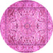 Round Machine Washable Persian Pink Traditional Rug, wshtr3188pnk