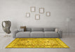 Machine Washable Persian Yellow Traditional Rug in a Living Room, wshtr3188yw