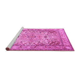 Sideview of Machine Washable Persian Pink Traditional Rug, wshtr3188pnk