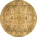 Round Persian Brown Traditional Rug, tr3188brn