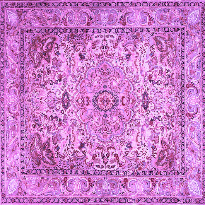 Square Machine Washable Persian Purple Traditional Area Rugs, wshtr3188pur