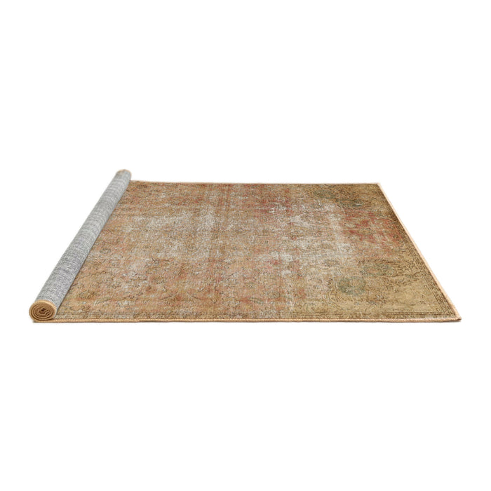 Sideview of Machine Washable Traditional Bronze Brown Rug, wshtr3189