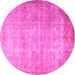 Round Persian Pink Traditional Rug, tr3189pnk