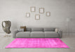 Machine Washable Persian Pink Traditional Rug in a Living Room, wshtr3189pnk