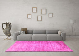 Machine Washable Persian Pink Traditional Rug in a Living Room, wshtr3189pnk