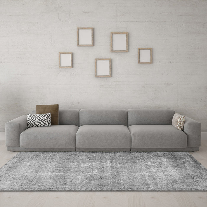 Machine Washable Persian Gray Traditional Rug in a Living Room,, wshtr3189gry