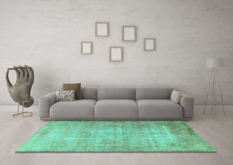 Machine Washable Persian Turquoise Traditional Area Rugs in a Living Room,, wshtr3189turq