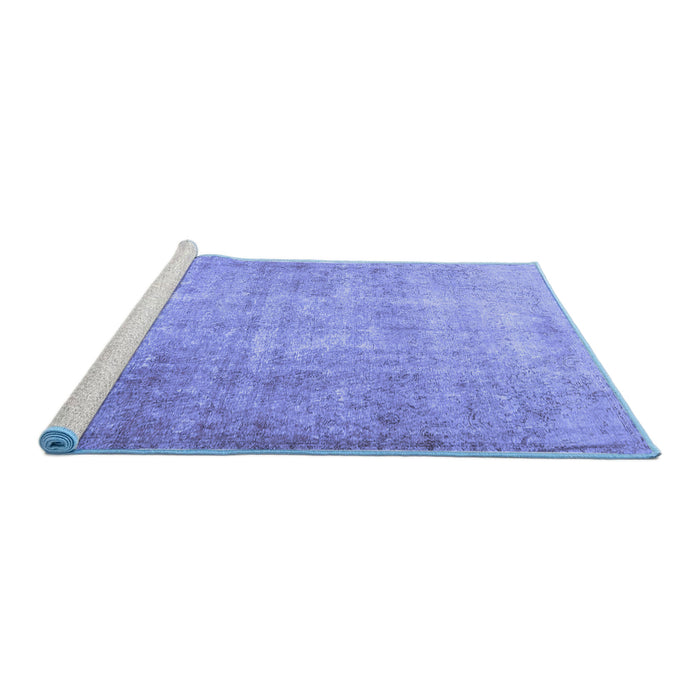 Sideview of Machine Washable Persian Blue Traditional Rug, wshtr3189blu