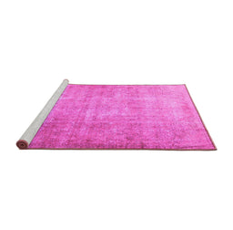 Sideview of Machine Washable Persian Pink Traditional Rug, wshtr3189pnk
