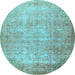 Round Persian Light Blue Traditional Rug, tr3189lblu