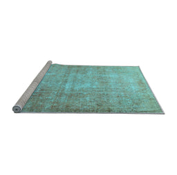 Sideview of Machine Washable Persian Light Blue Traditional Rug, wshtr3189lblu