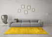 Machine Washable Persian Yellow Traditional Rug in a Living Room, wshtr3189yw