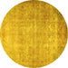 Round Persian Yellow Traditional Rug, tr3189yw