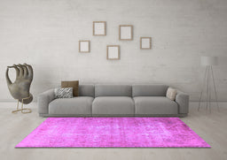 Machine Washable Persian Purple Traditional Area Rugs in a Living Room, wshtr3189pur
