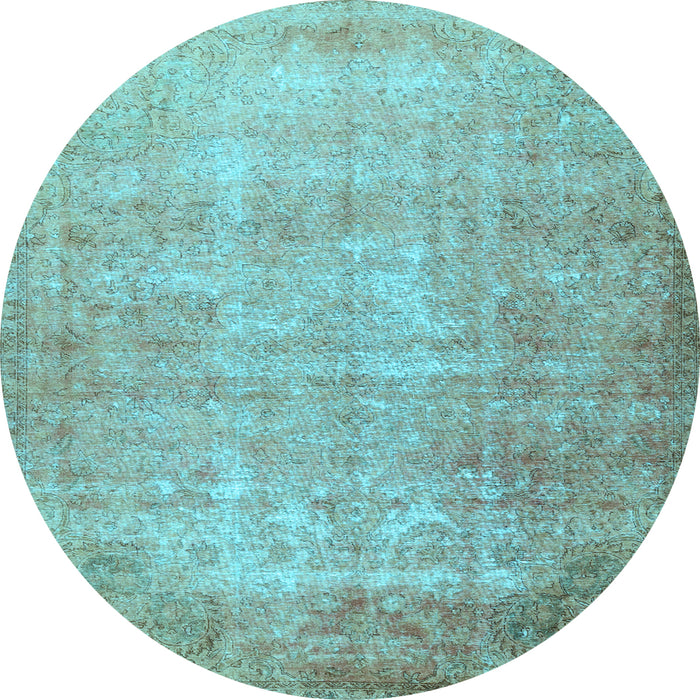 Round Machine Washable Persian Light Blue Traditional Rug, wshtr3189lblu