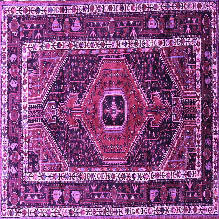 Square Machine Washable Persian Purple Traditional Area Rugs, wshtr318pur