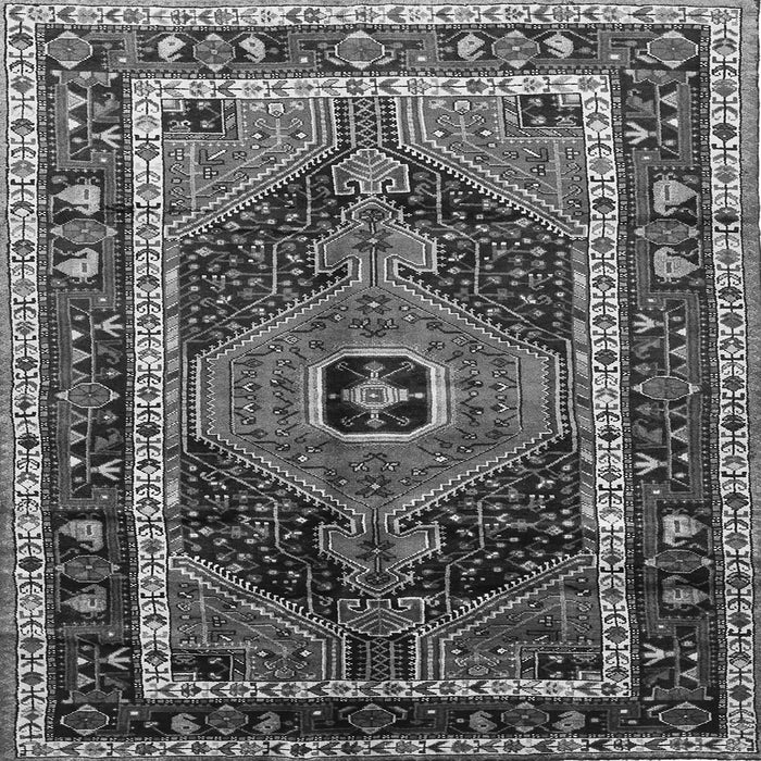 Round Machine Washable Persian Gray Traditional Rug, wshtr318gry