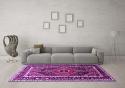 Machine Washable Persian Purple Traditional Area Rugs in a Living Room, wshtr318pur