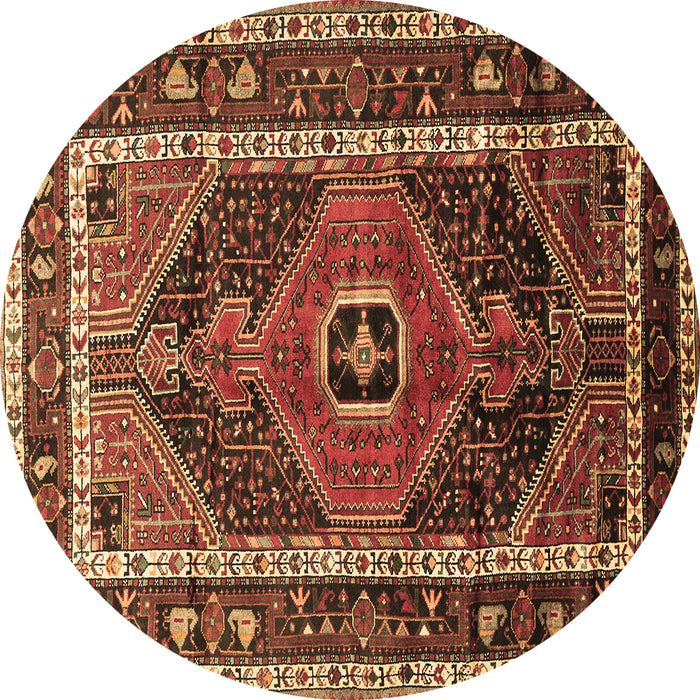 Round Machine Washable Persian Brown Traditional Rug, wshtr318brn