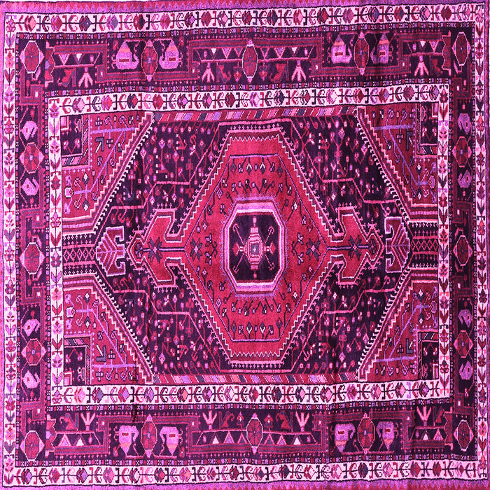 Square Machine Washable Persian Pink Traditional Rug, wshtr318pnk