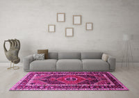 Machine Washable Persian Pink Traditional Rug, wshtr318pnk