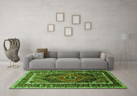 Machine Washable Persian Green Traditional Rug, wshtr318grn