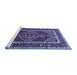 Sideview of Machine Washable Persian Blue Traditional Rug, wshtr318blu