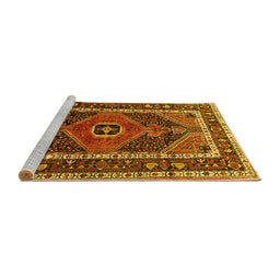 Sideview of Machine Washable Persian Yellow Traditional Rug, wshtr318yw