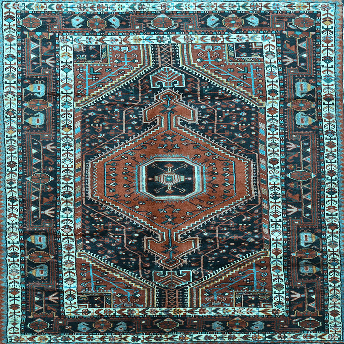 Square Machine Washable Persian Light Blue Traditional Rug, wshtr318lblu