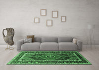 Machine Washable Persian Emerald Green Traditional Rug, wshtr318emgrn