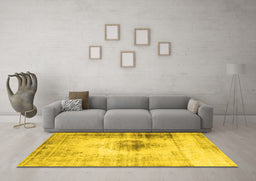 Machine Washable Persian Yellow Traditional Rug in a Living Room, wshtr3190yw