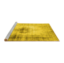 Sideview of Machine Washable Persian Yellow Traditional Rug, wshtr3190yw