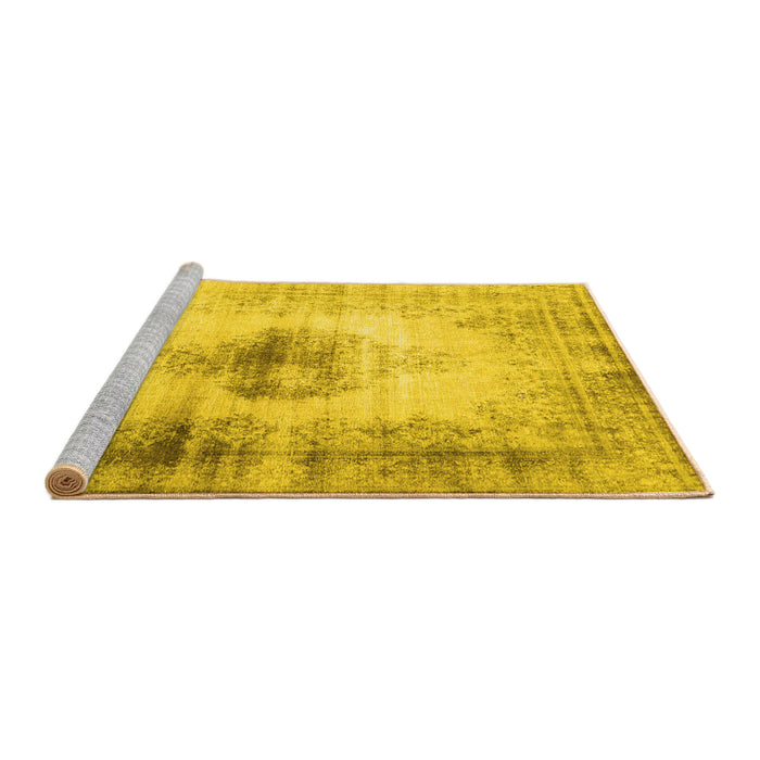 Sideview of Machine Washable Persian Yellow Traditional Rug, wshtr3190yw