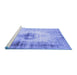 Sideview of Machine Washable Persian Blue Traditional Rug, wshtr3190blu