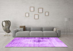 Machine Washable Persian Purple Traditional Area Rugs in a Living Room, wshtr3190pur