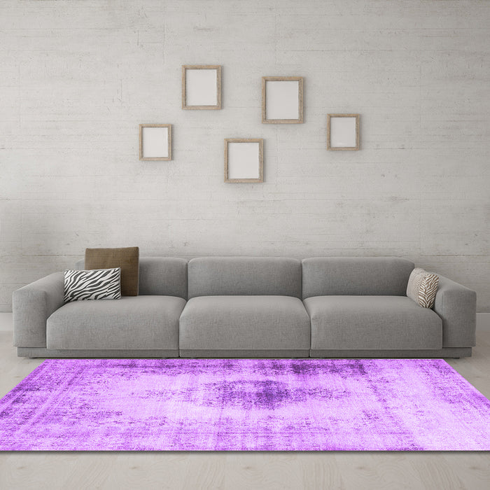 Machine Washable Persian Purple Traditional Area Rugs in a Living Room, wshtr3190pur