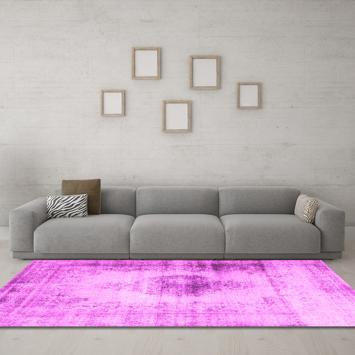 Machine Washable Persian Pink Traditional Rug in a Living Room, wshtr3190pnk