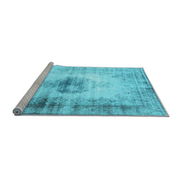 Sideview of Machine Washable Persian Light Blue Traditional Rug, wshtr3190lblu