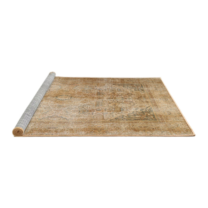 Sideview of Machine Washable Traditional Bronze Brown Rug, wshtr3191