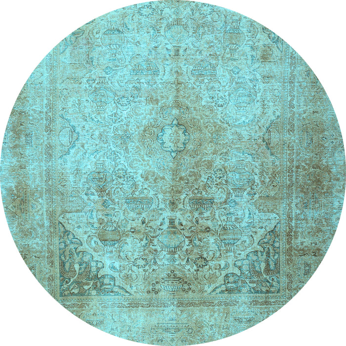 Round Persian Light Blue Traditional Rug, tr3191lblu