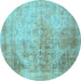 Round Persian Light Blue Traditional Rug, tr3191lblu
