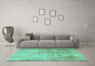 Machine Washable Persian Turquoise Traditional Area Rugs in a Living Room,, wshtr3191turq