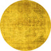 Round Persian Yellow Traditional Rug, tr3191yw