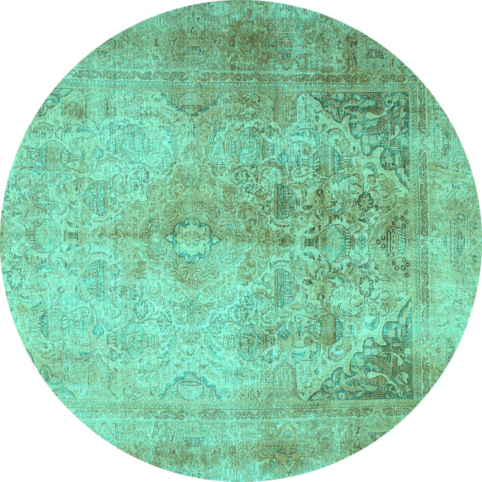 Round Persian Turquoise Traditional Rug, tr3191turq