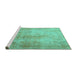 Sideview of Machine Washable Persian Turquoise Traditional Area Rugs, wshtr3191turq