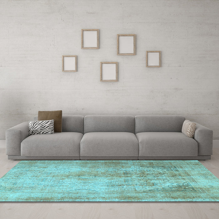 Machine Washable Persian Light Blue Traditional Rug in a Living Room, wshtr3191lblu