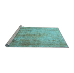 Sideview of Machine Washable Persian Light Blue Traditional Rug, wshtr3191lblu