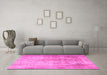 Machine Washable Persian Pink Traditional Rug in a Living Room, wshtr3191pnk