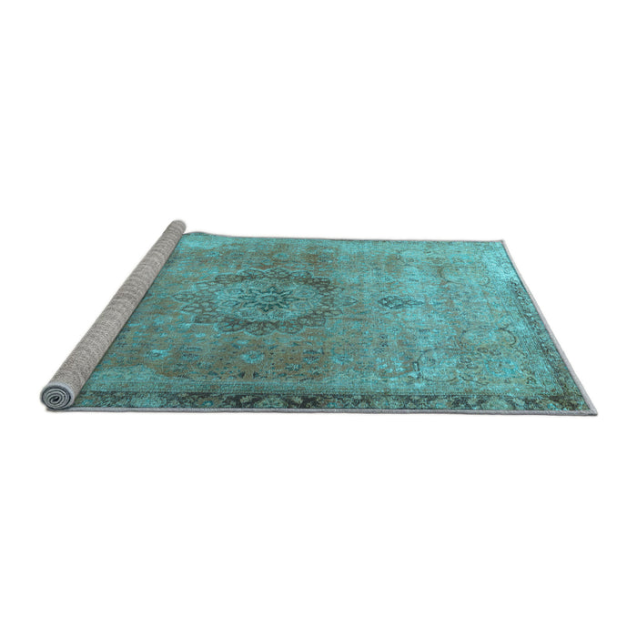 Sideview of Machine Washable Persian Light Blue Traditional Rug, wshtr3192lblu