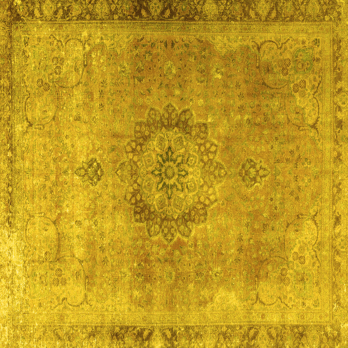 Square Machine Washable Persian Yellow Traditional Rug, wshtr3192yw